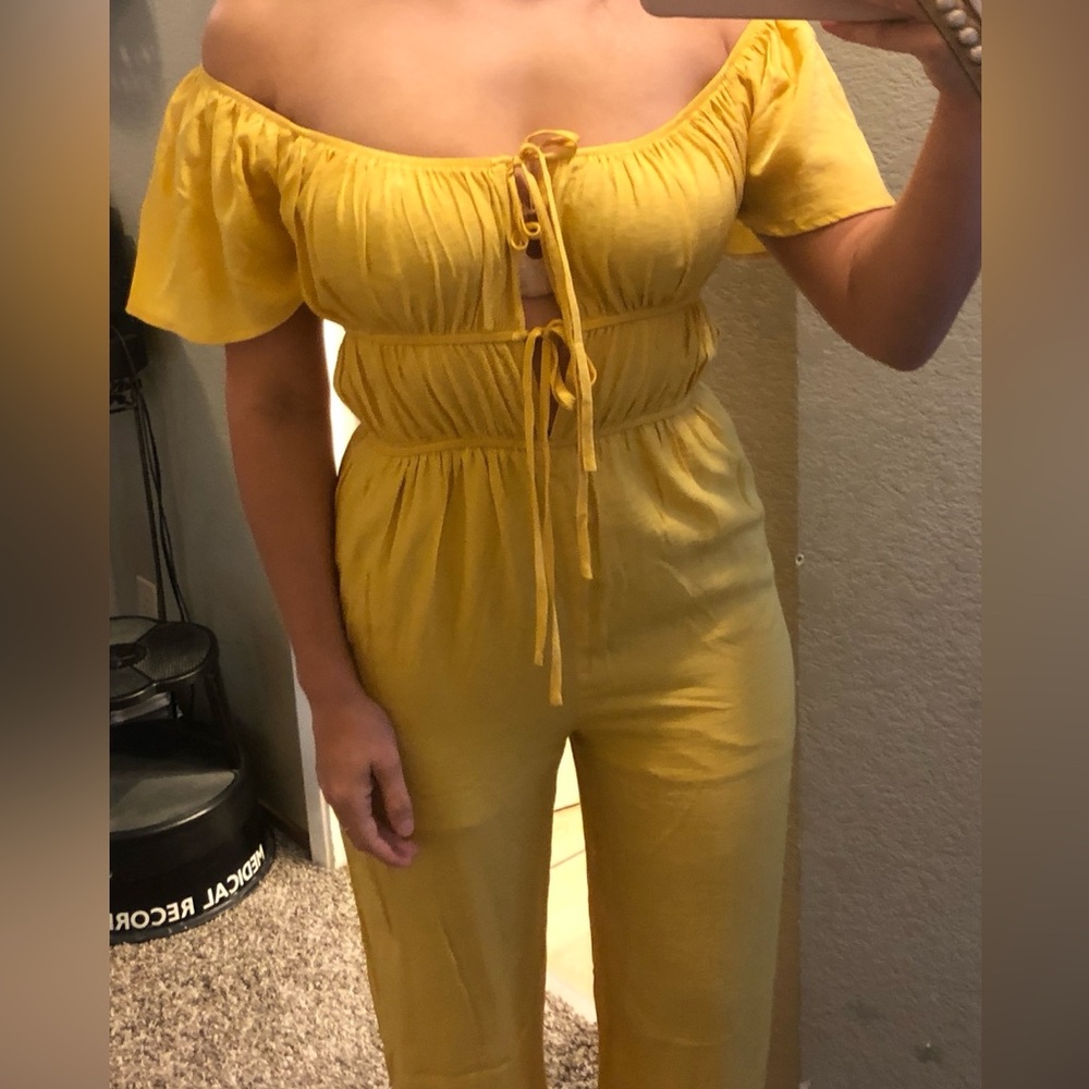 NWOT Yellow Romper/Jumpsuit with Tie Front